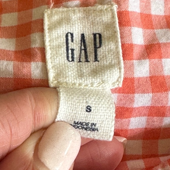 GAP | Gingham 100% Cotton Boatneck Blouse with Ruched/Drawstring Wide Sleeves - Picture 5 of 6